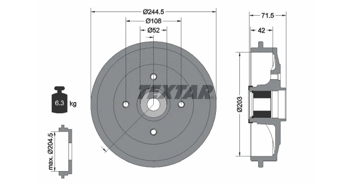 94041200 - TEXTAR - Тормозной барабан