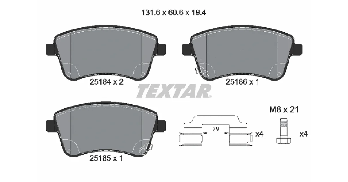 2518401 - TEXTAR - Комплект тормозных колодок, дисковый тормоз