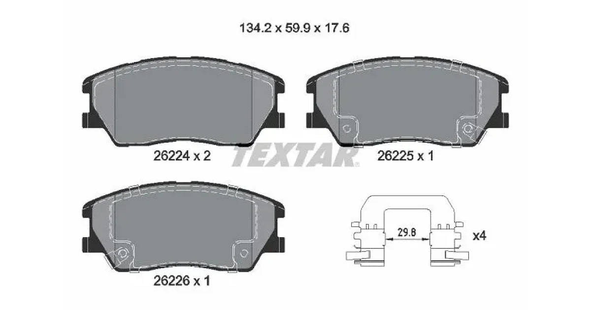 TEXTAR 2622401, Комплект тормозных колодок, дисковый тормоз