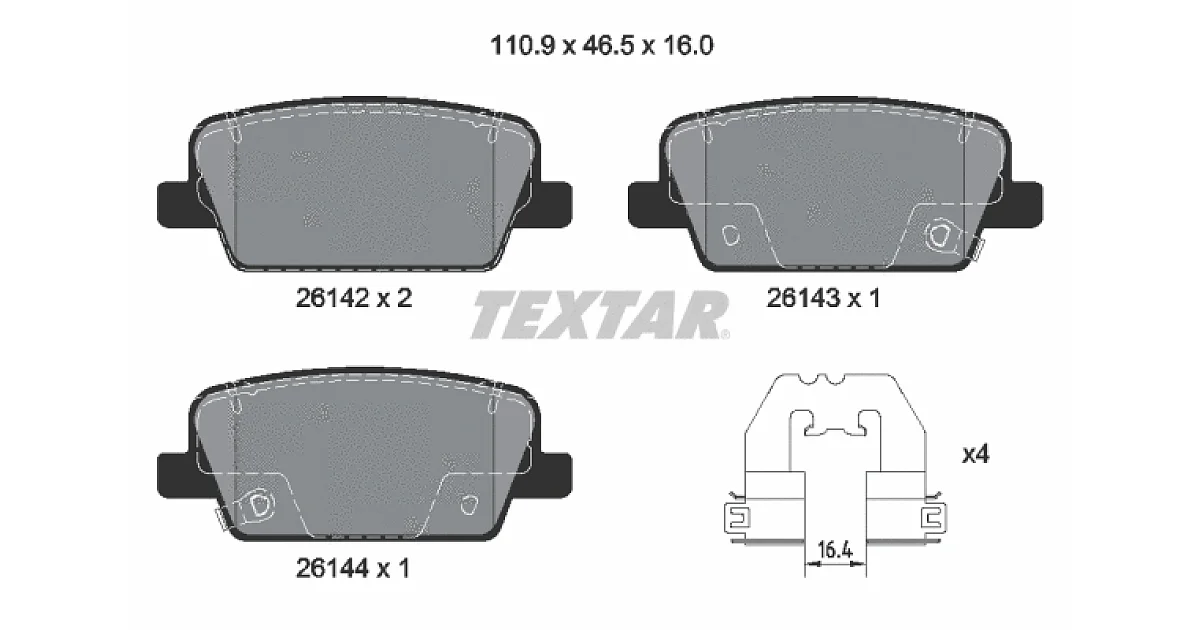 TEXTAR 2614201, Комплект тормозных колодок, дисковый тормоз