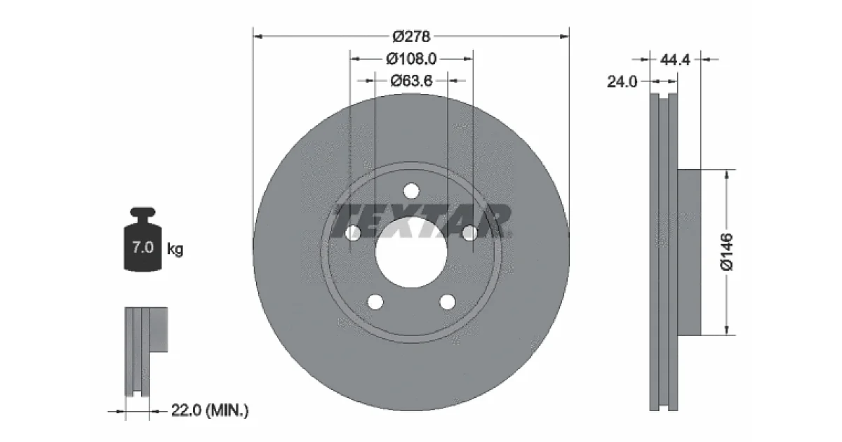 TEXTAR 92124803, Тормозной диск