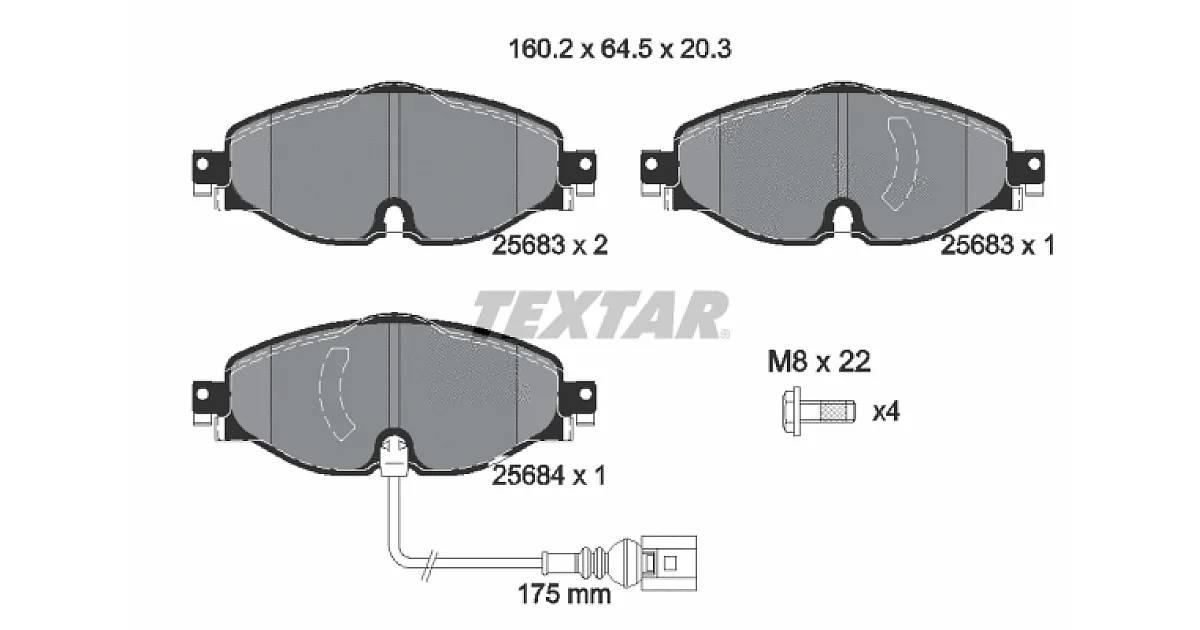 TEXTAR 2568301, Комплект тормозных колодок, дисковый тормоз