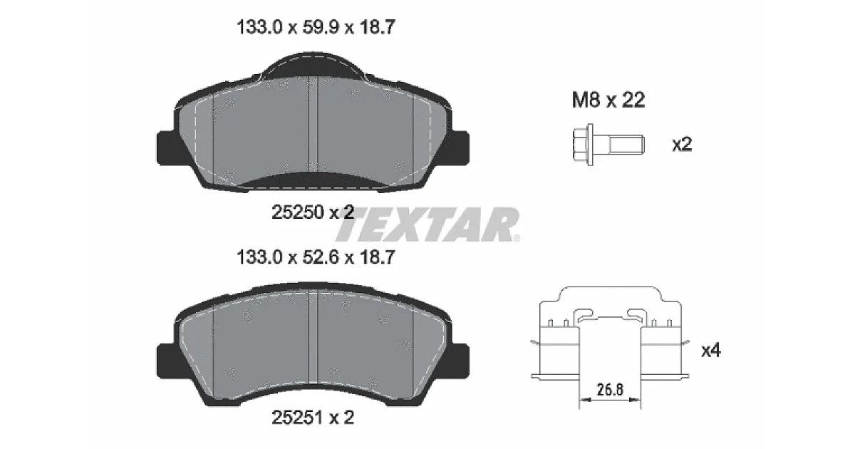 TEXTAR 2525004, Комплект тормозных колодок, дисковый тормоз