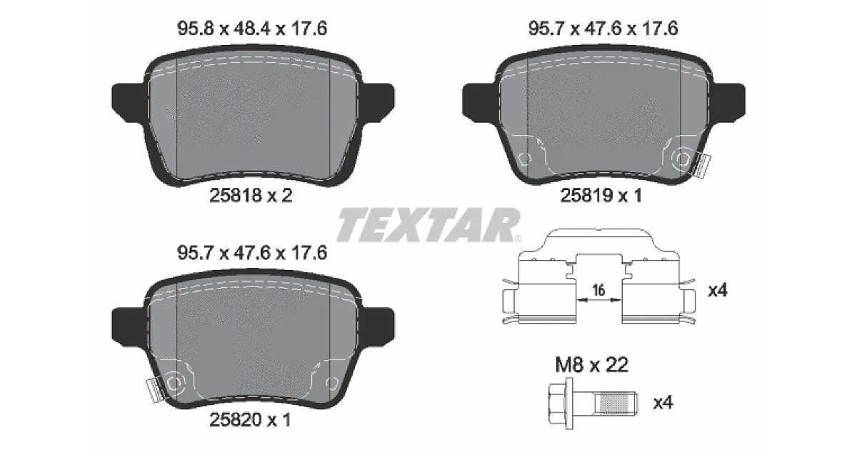 TEXTAR 2581802, Комплект тормозных колодок, дисковый тормоз