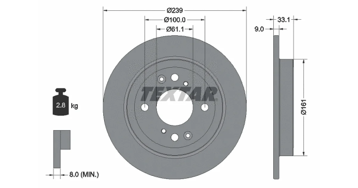 TEXTAR 92304403, Тормозной диск