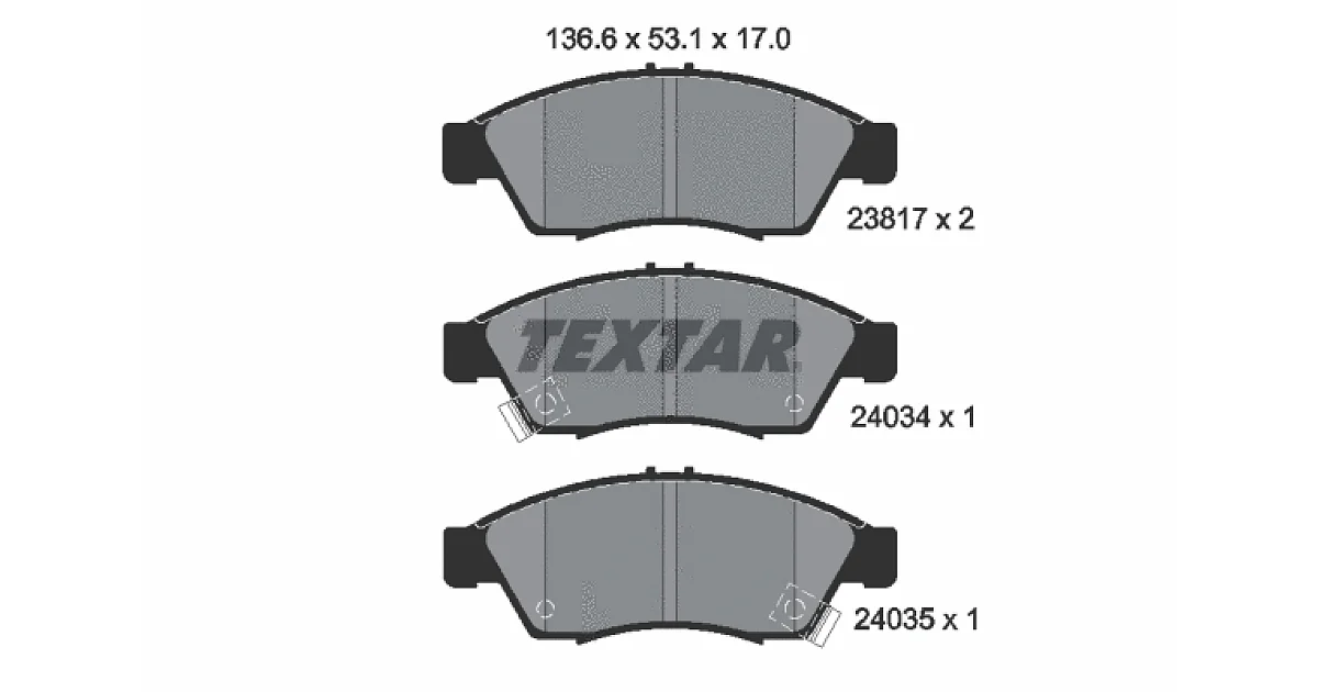 TEXTAR 2381701, Комплект тормозных колодок, дисковый тормоз