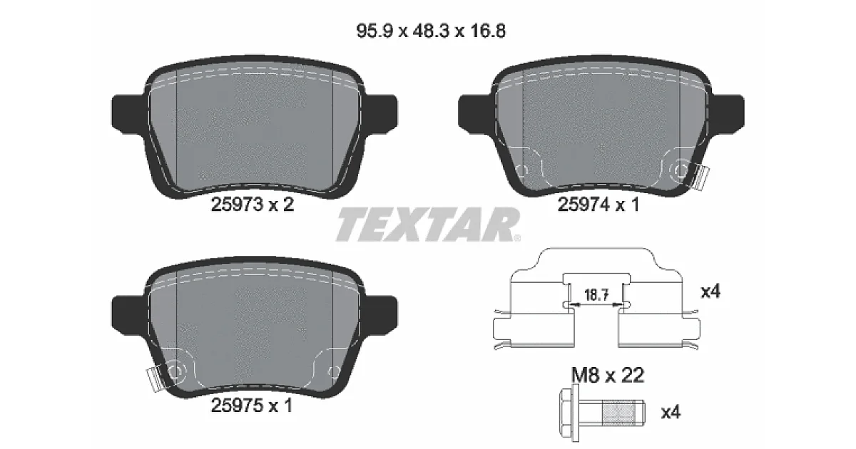 TEXTAR 2597301, Комплект тормозных колодок, дисковый тормоз
