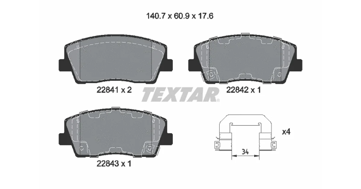 TEXTAR 2284101, Комплект тормозных колодок, дисковый тормоз