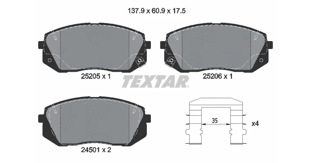 TEXTAR 2520501, Комплект тормозных колодок, дисковый тормоз