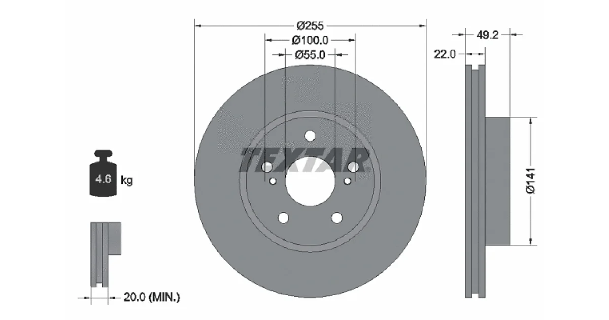 92179503 - TEXTAR - Тормозной диск