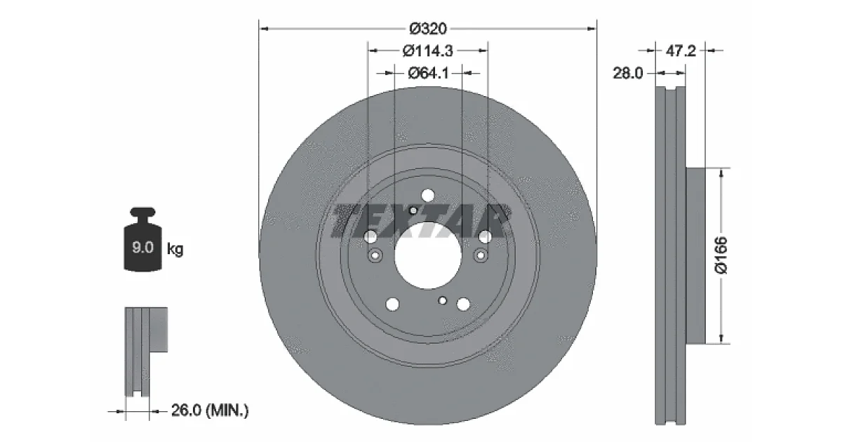TEXTAR 92306203, Тормозной диск