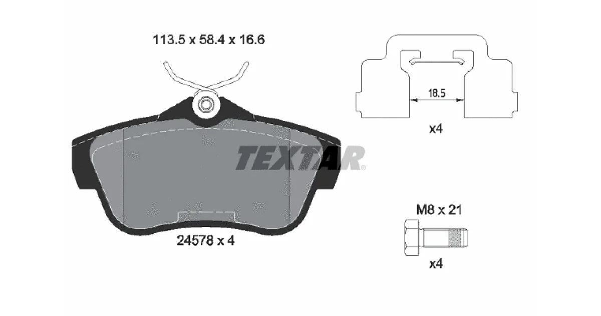 2457801 - TEXTAR - Комплект тормозных колодок, дисковый тормоз
