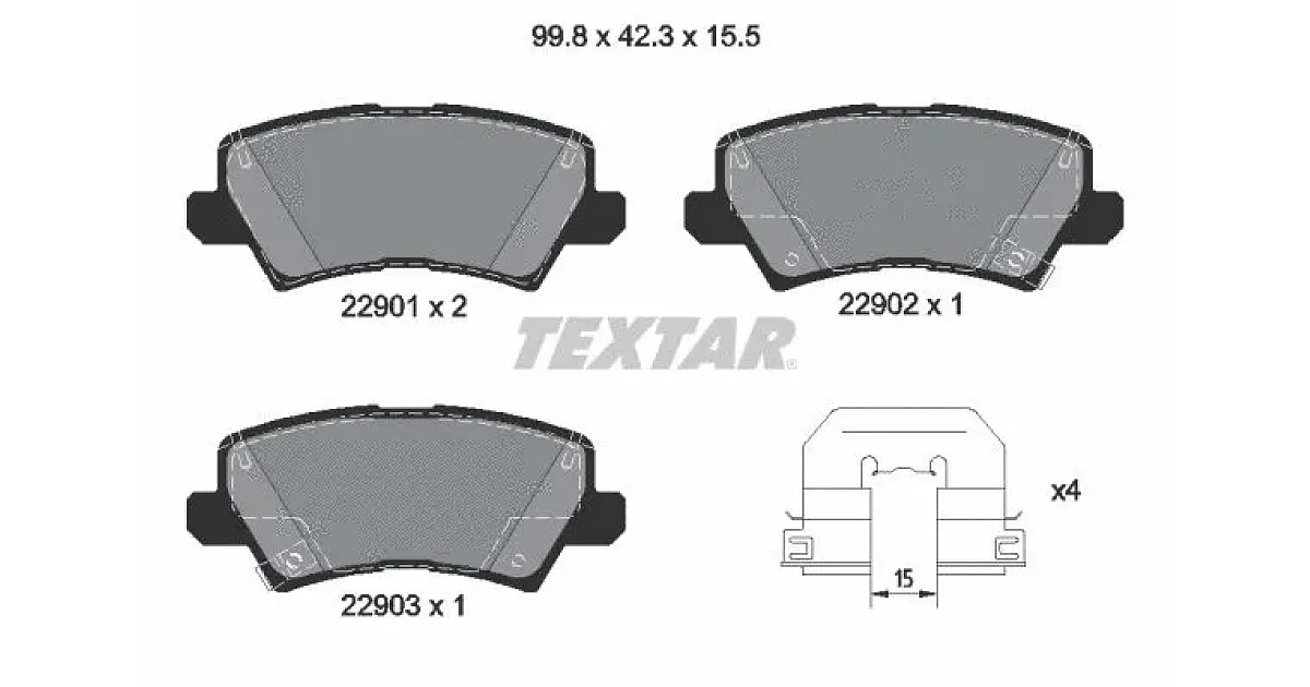 TEXTAR 2290101, Комплект тормозных колодок, дисковый тормоз