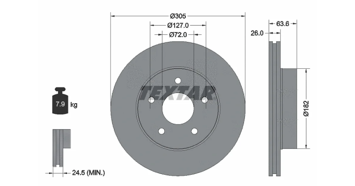 TEXTAR 92113600, Тормозной диск