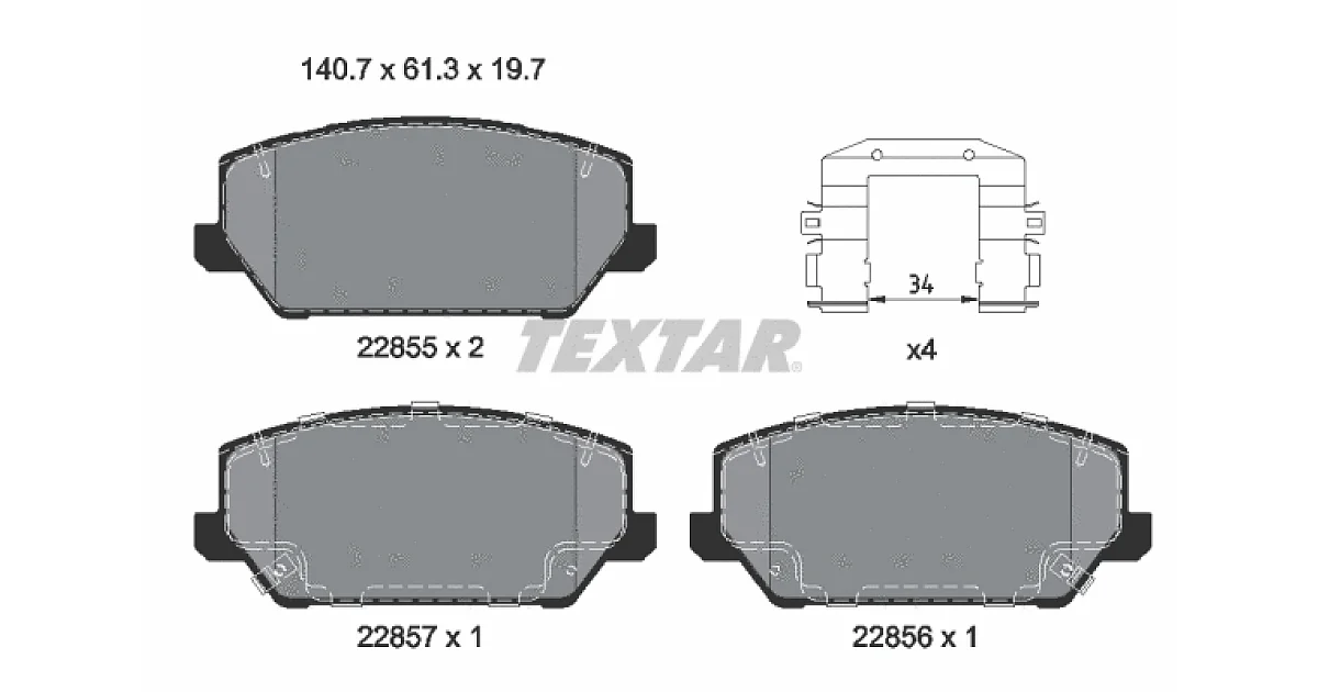 TEXTAR 2285501, Комплект тормозных колодок, дисковый тормоз