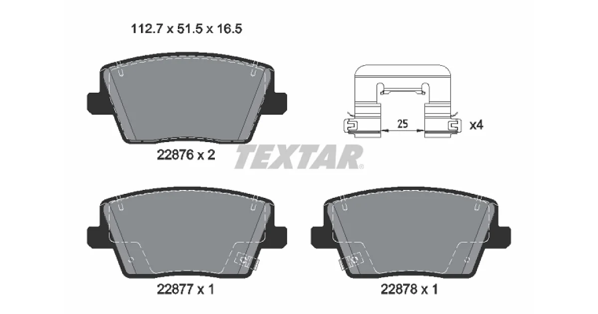 TEXTAR 2287603, Комплект тормозных колодок, дисковый тормоз