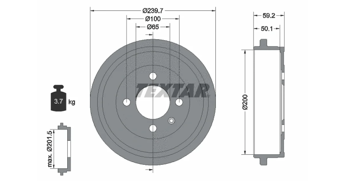 94022800 - TEXTAR - Тормозной барабан