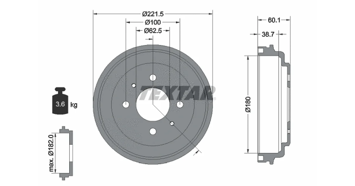94037600 - TEXTAR - Тормозной барабан