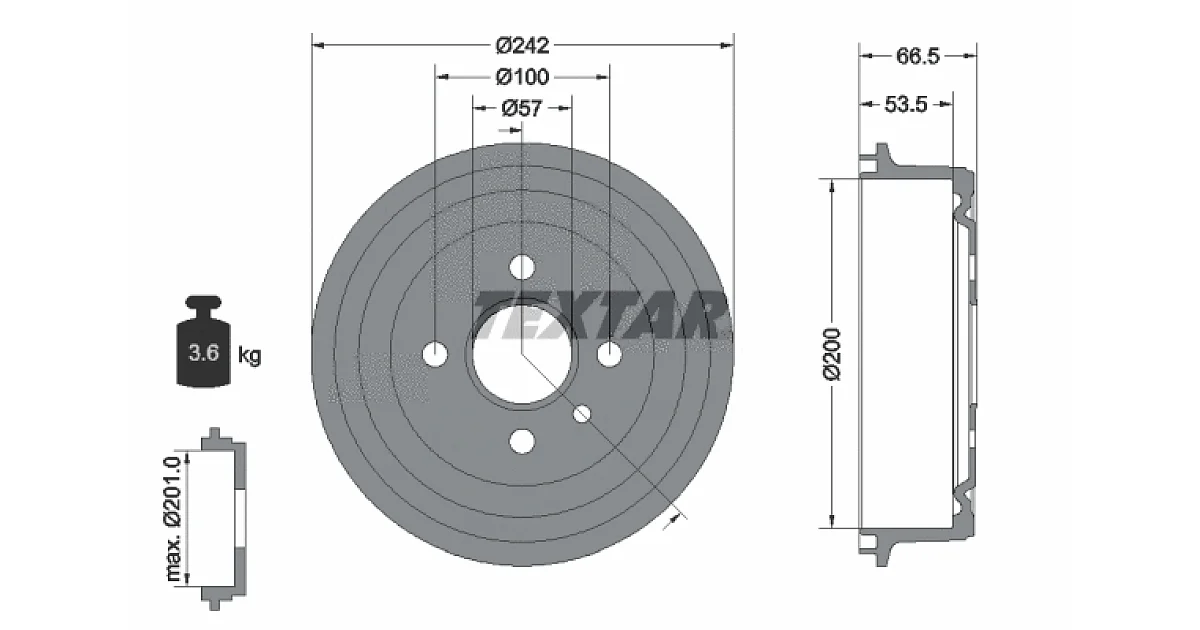 94008600 - TEXTAR - Тормозной барабан