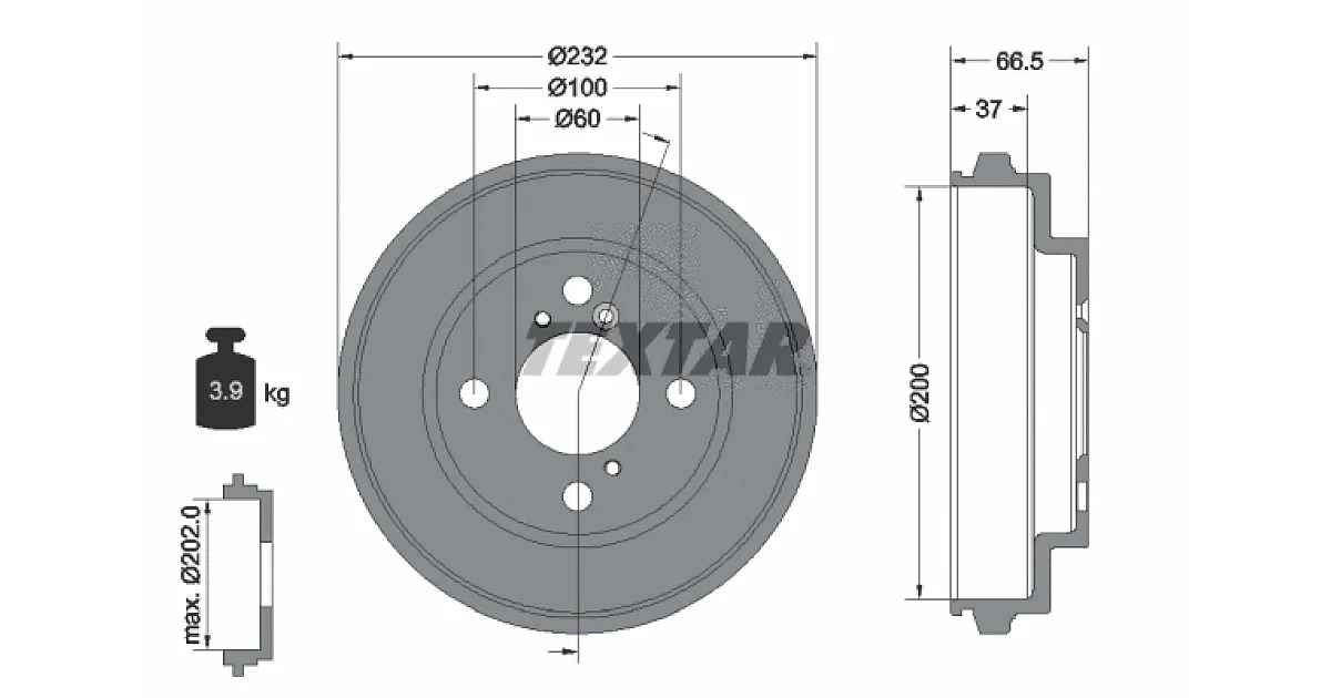 94044300 - TEXTAR - Тормозной барабан