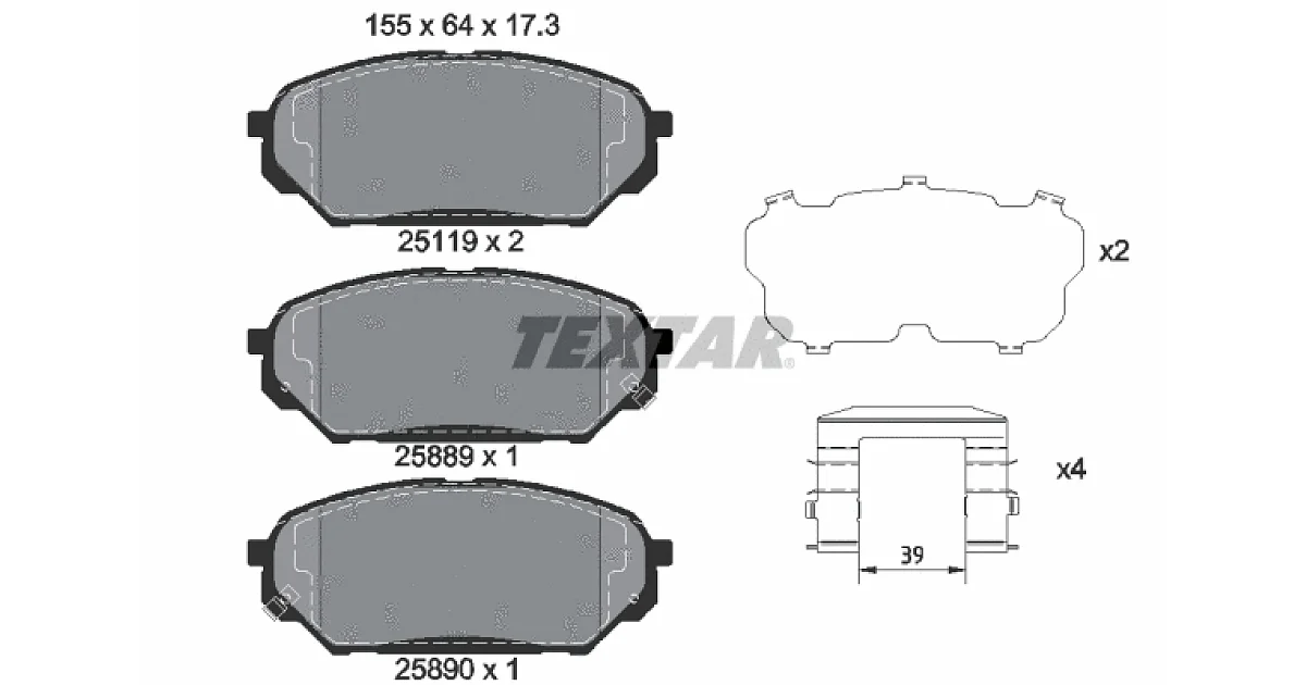 TEXTAR 2511901, Комплект тормозных колодок, дисковый тормоз
