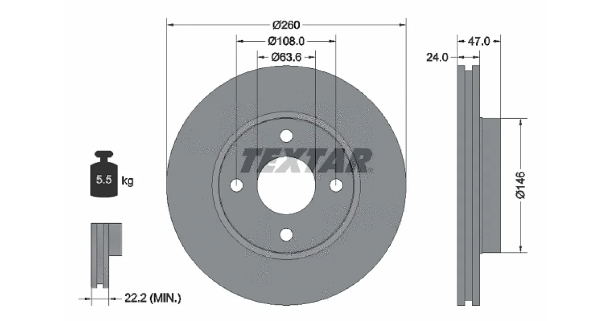 TEXTAR 92063503, Тормозной диск