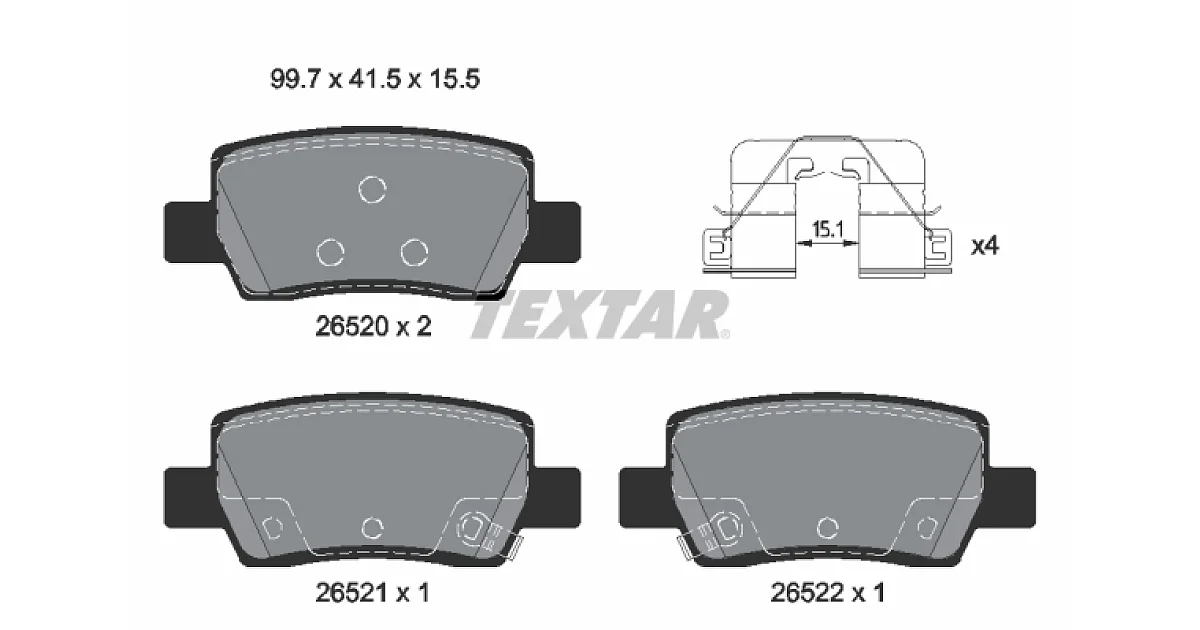 TEXTAR 2652001, Комплект тормозных колодок, дисковый тормоз