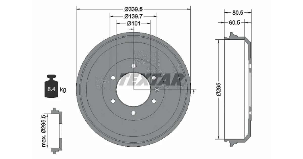 TEXTAR 94043300, Тормозной барабан