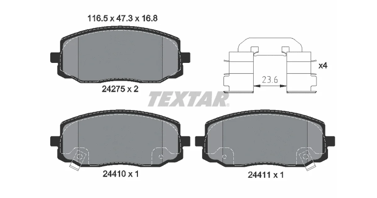 2427501 - TEXTAR - Комплект тормозных колодок, дисковый тормоз