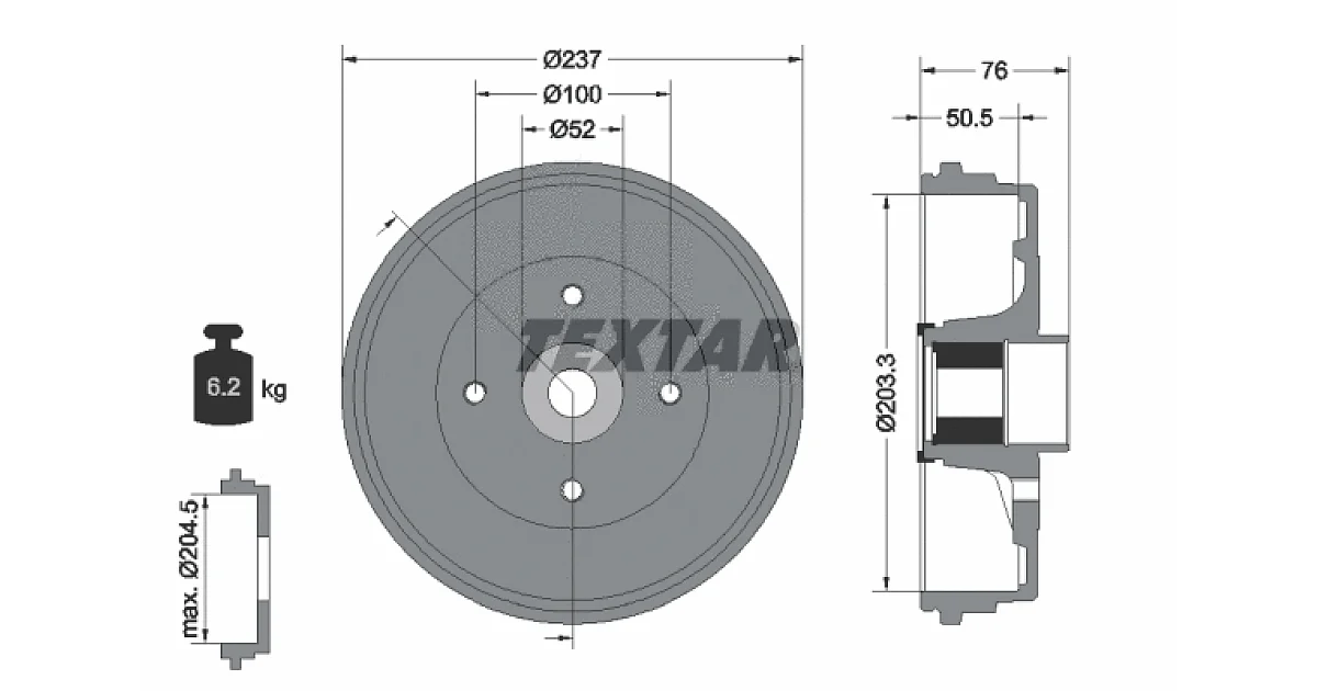 94041400 - TEXTAR - Тормозной барабан