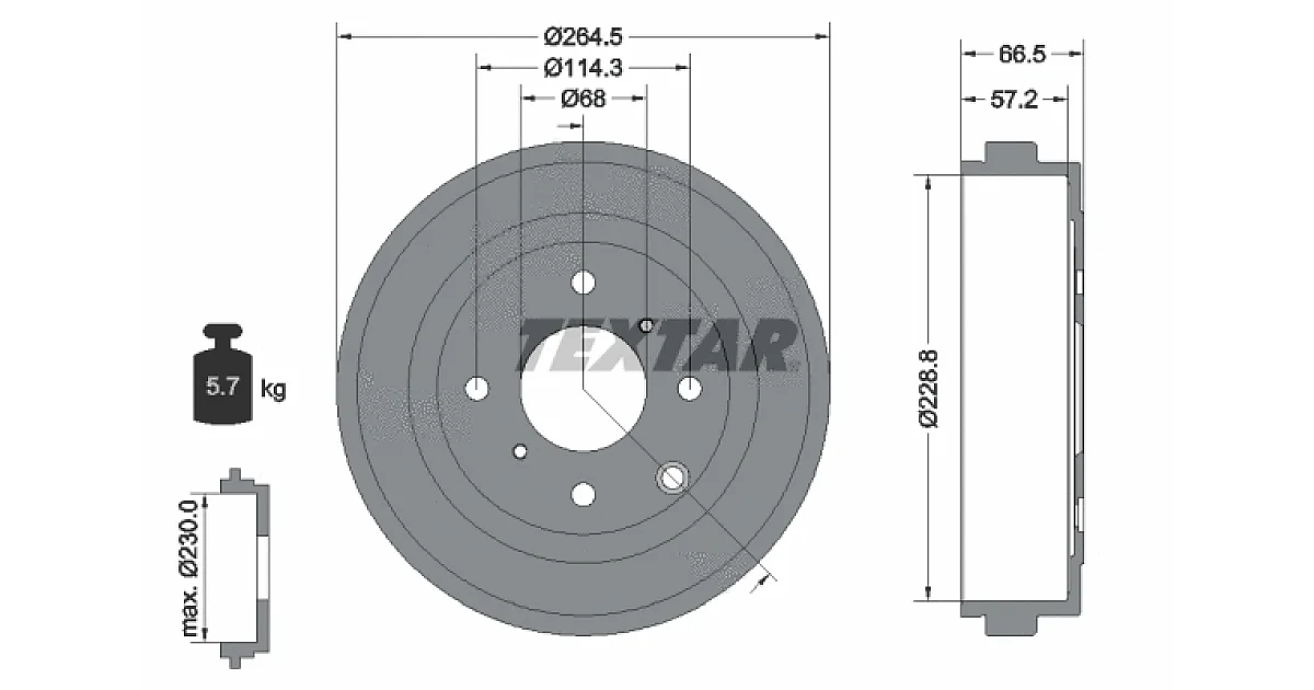 94046400 - TEXTAR - Тормозной барабан