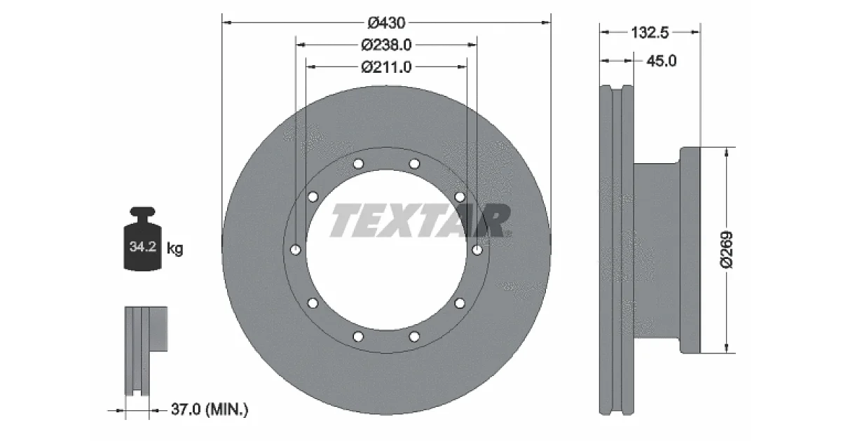 TEXTAR 93087900, Тормозной диск