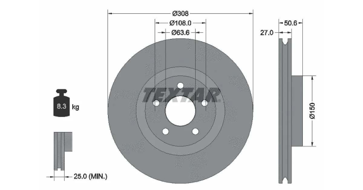 TEXTAR 92306703, Тормозной диск