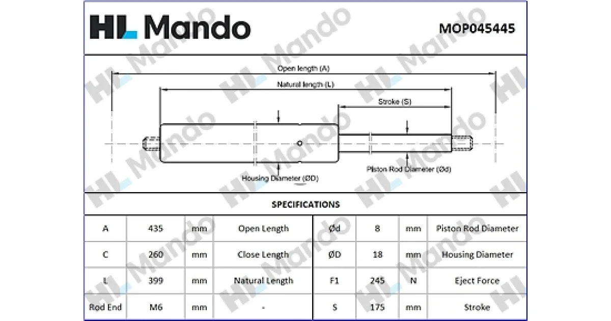 MOP045445 - MANDO - Газовая пружина, крышка багажник