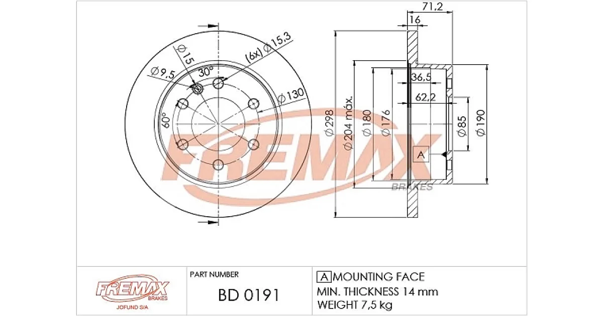 BD0191 - FREMAX - Тормозной диск