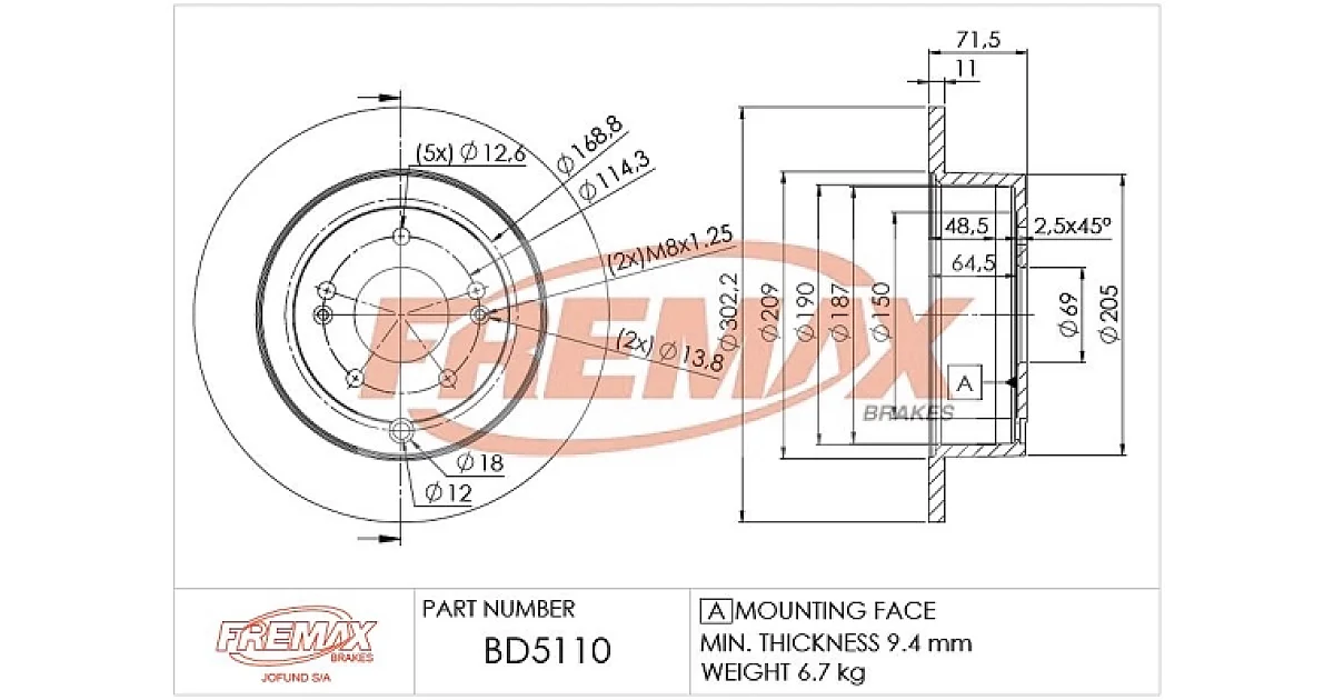 BD5110 - FREMAX - Тормозной диск