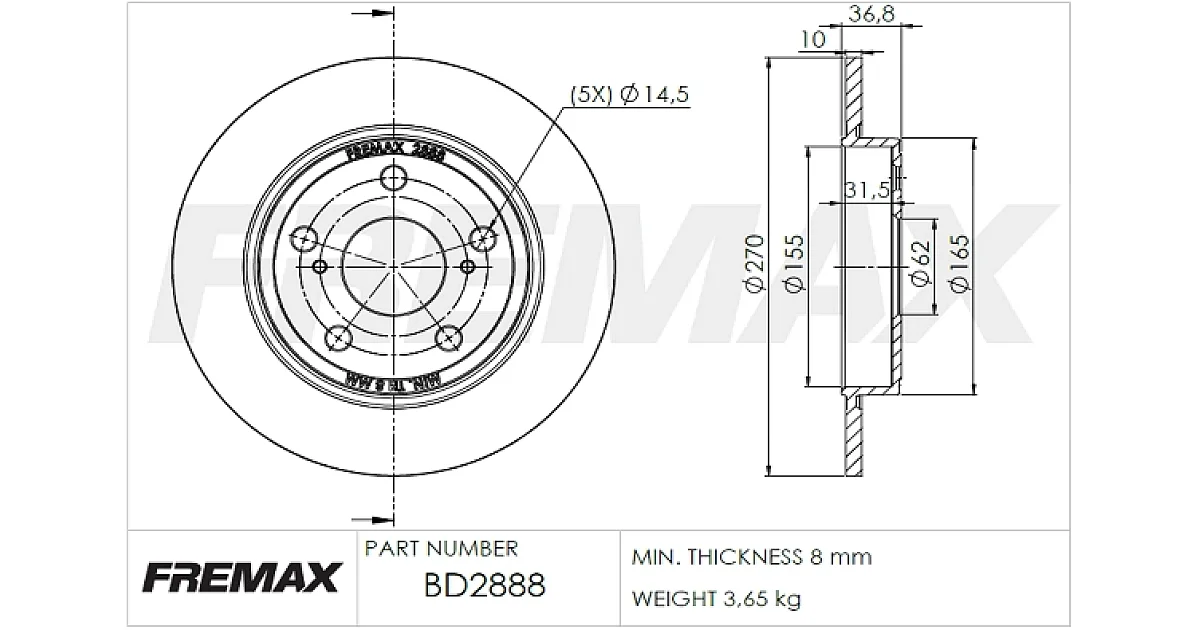 BD2888 - FREMAX - Тормозной диск