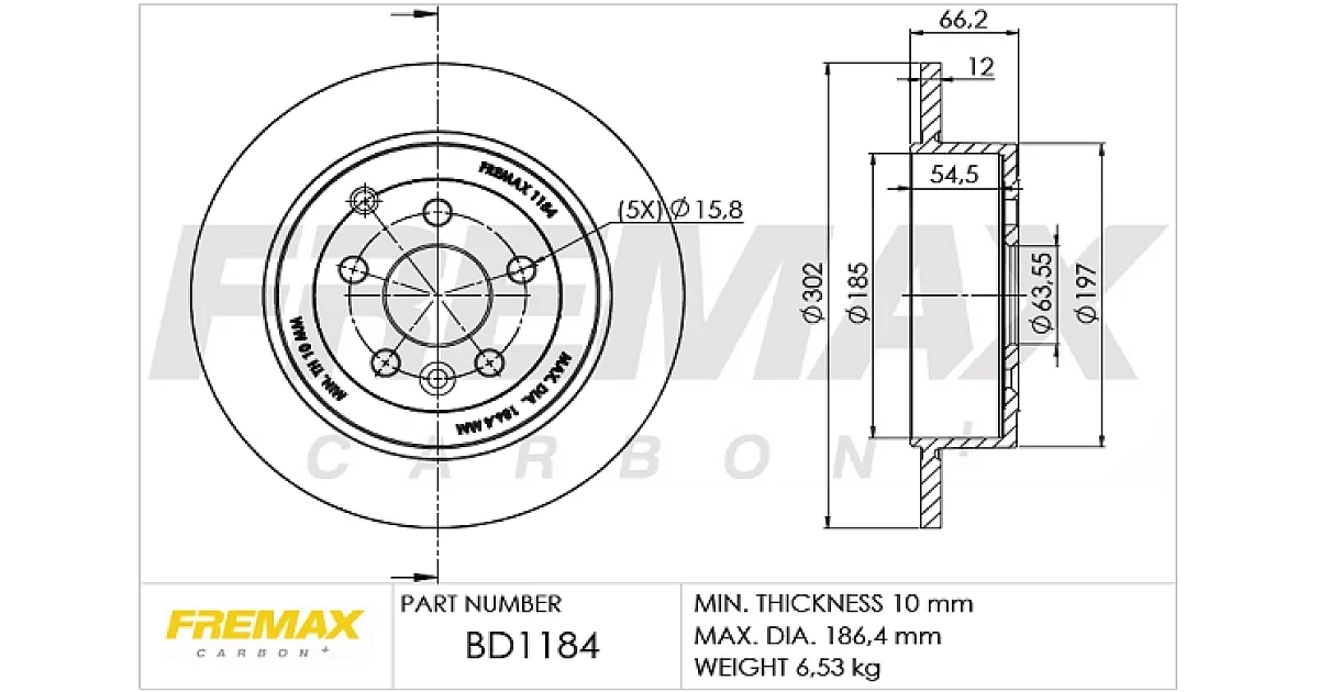 BD1184 - FREMAX - Тормозной диск