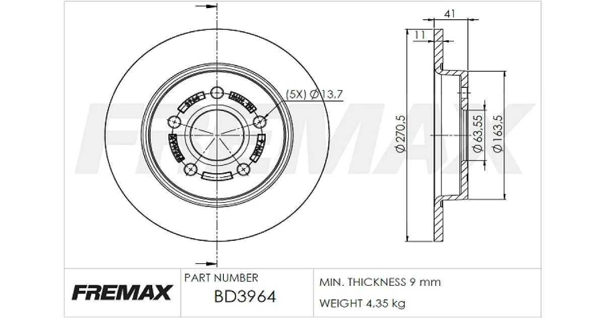 BD3964 - FREMAX - Тормозной диск