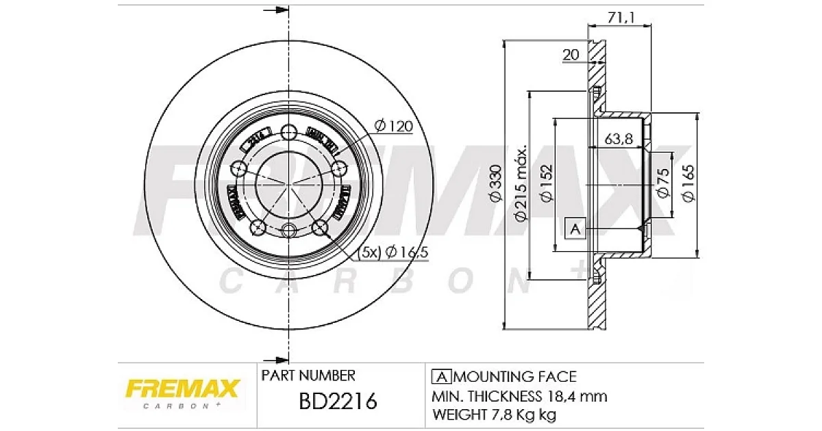 FREMAX BD-2216, Тормозной диск