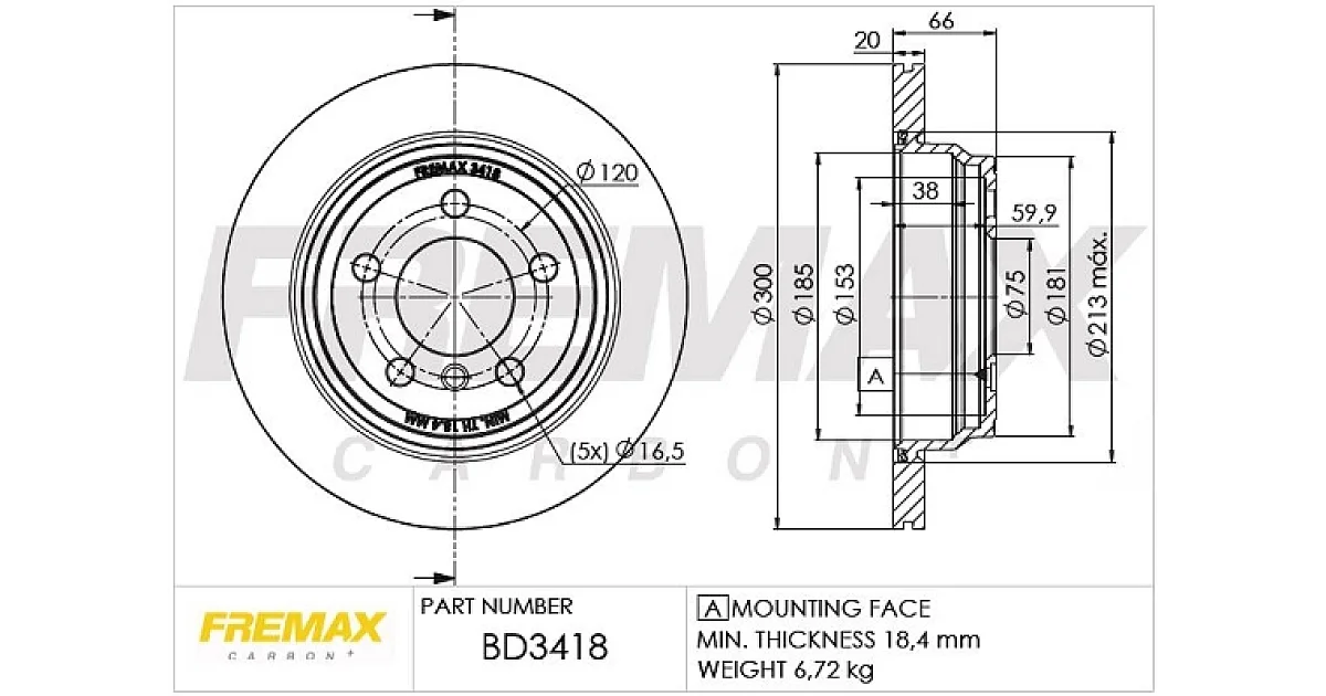 FREMAX BD-3418, Тормозной диск