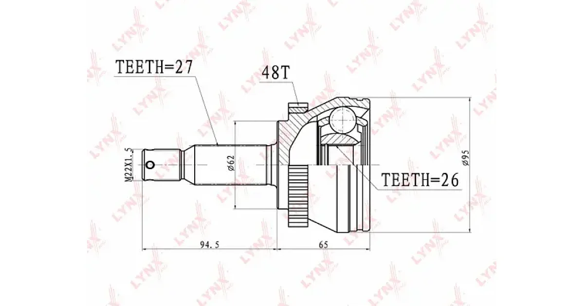 CO3633A - LYNXAUTO - Шарнирный комплект, приводной вал