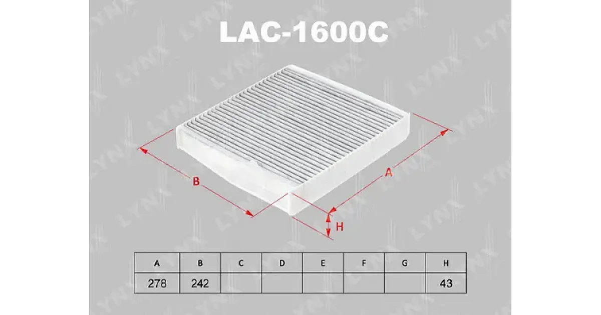 LAC1600C - LYNXAUTO - Фильтр, воздух во внутренном пространстве
