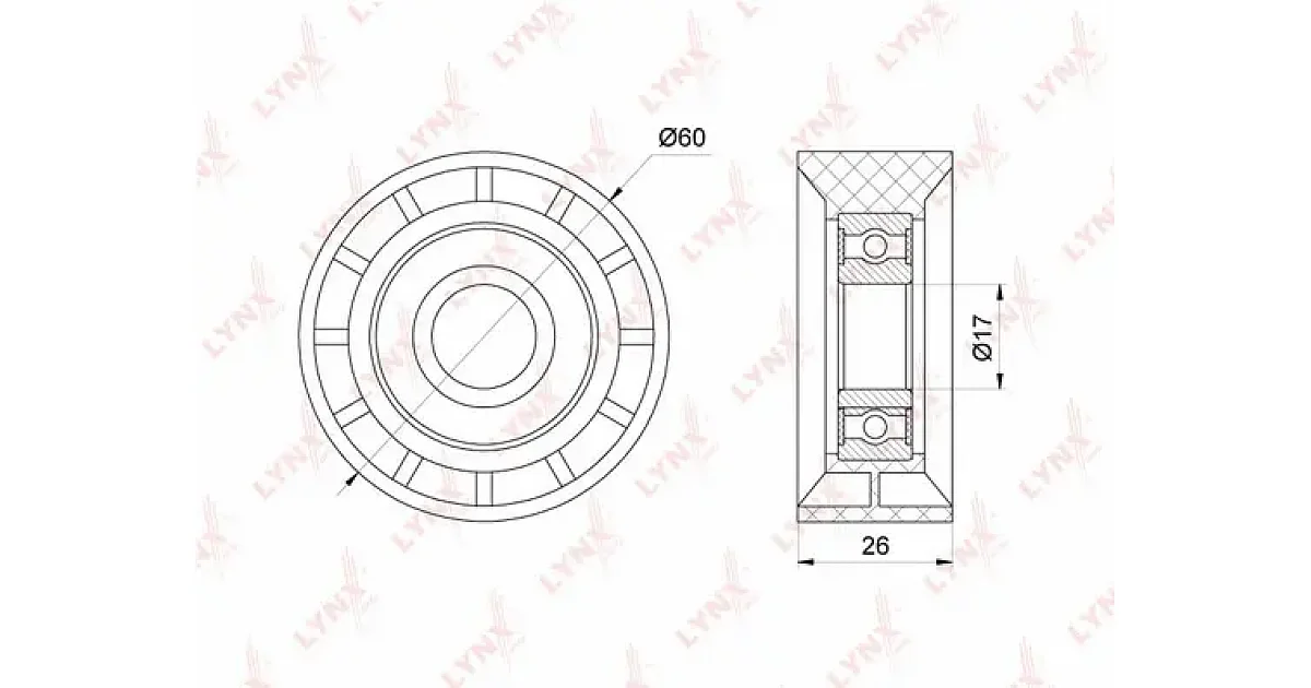 PB5272 - LYNXAUTO - Натяжной ролик, поликлиновой ремень