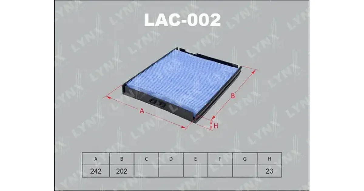 LAC002 - LYNXAUTO - Фильтр, воздух во внутренном пространстве