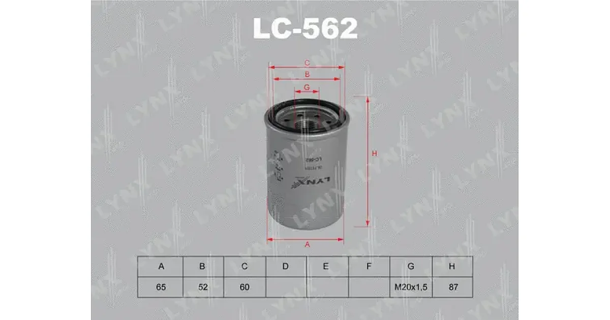 LC562 - LYNXAUTO - Масляный фильтр
