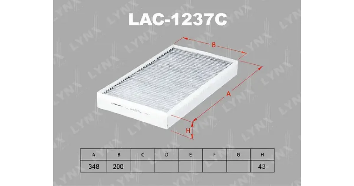 LYNXAUTO LAC-1237C, Фильтр, воздух во внутренном пространстве