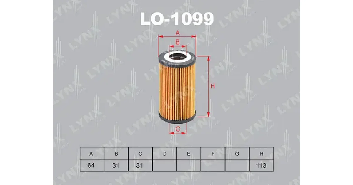 LO1099 - LYNXAUTO - Масляный фильтр
