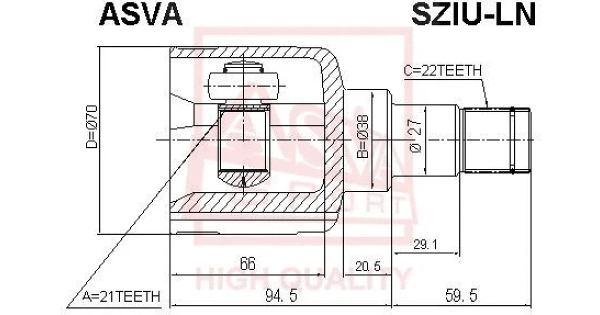 SZIULN - ASVA - Шарнирный комплект, приводной вал