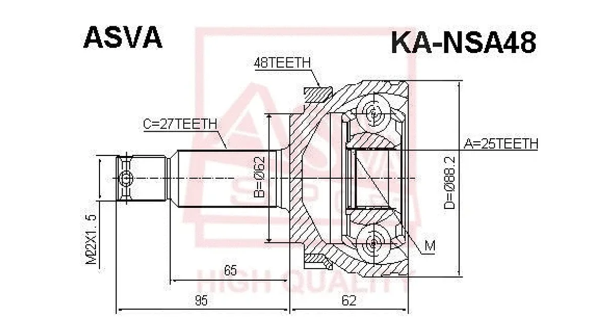 KANSA48 - ASVA - Шарнирный комплект, приводной вал